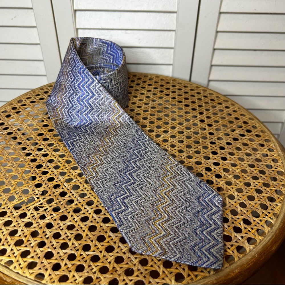 Vintage MISSONI Cravatte chevron print silk tie